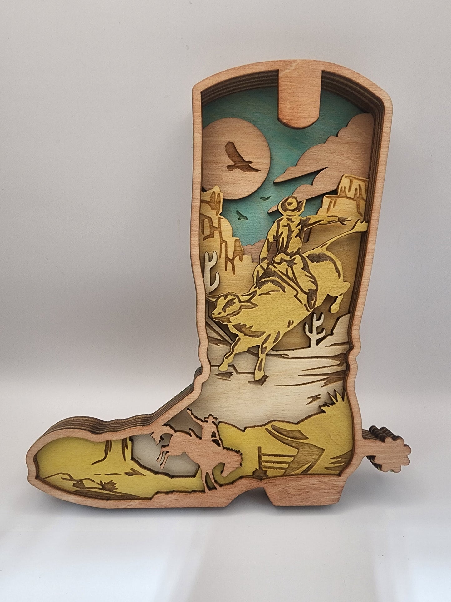 Rodeo Cowboy Boot 3D Art