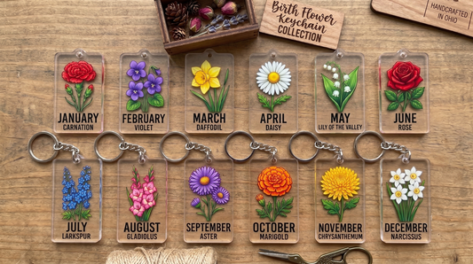 Birth Month Flower Keychains